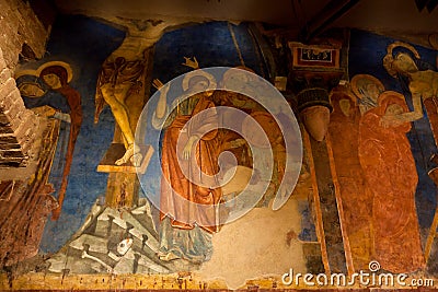 Crucifixion, Crypt, Cathedral, Siena, Tuscany, Italy Stock Photo