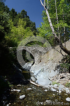 Medieval Elia Venetian Arch Stone Bridge,unesco heritage,Cyprus Stock Photo