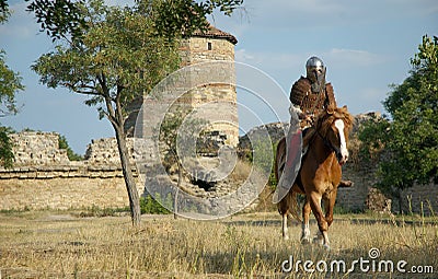 Medieval European knight in the castle Stock Photo