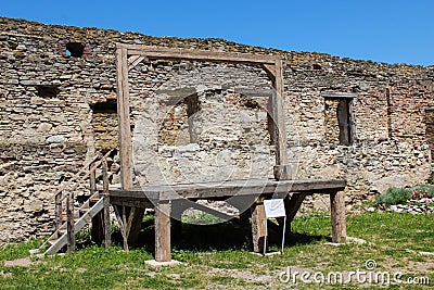 Medieval Execution Scaffold near Citadel Wall Stock Photo