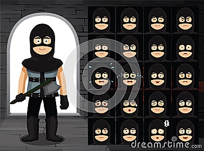 Medieval Executioner Cartoon Emotion Faces Vector Illustration Vector Illustration