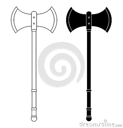 Medieval executioner double-sided ax Vector Illustration