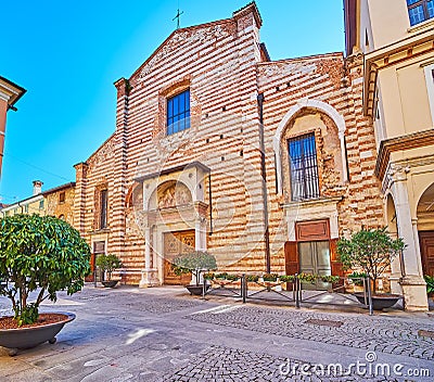 The facade of San Giovanni Evangelista Church, Brescia, Italy Stock Photo