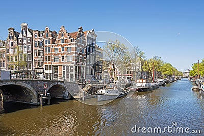 Medieval facades along the canal in the Jordaan in Amsterdam the Netherlands Stock Photo