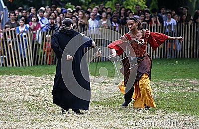 Medieval Festival Sword Fight Editorial Stock Photo