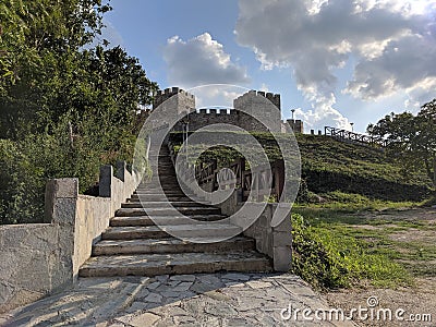 Medieval fort dating since Roman Empire settled on bank of Danube Stock Photo