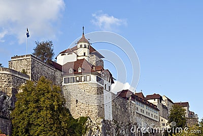 Medieval Fortress and Church Stock Photo