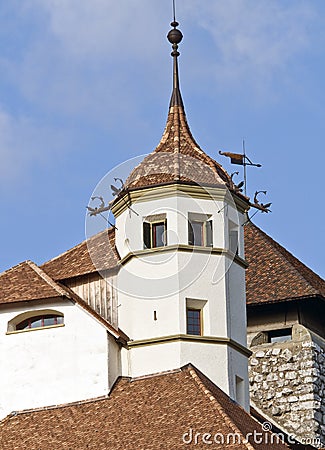 Medieval Fortress and Church Stock Photo