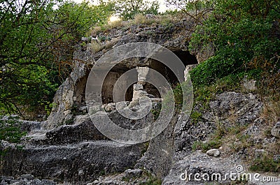 Medieval fortress town Chufut-Kale, Bakhchisaray Stock Photo