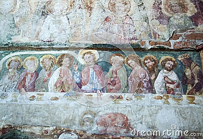 Medieval Fresco In Poland Stock Photo