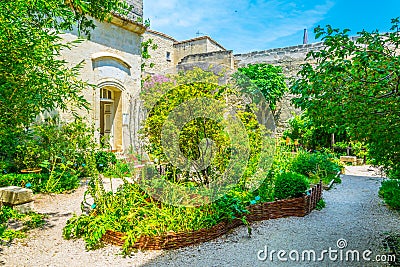 Medieval garden in the french city Uzes Stock Photo