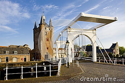 medieval gate and drawbridge, Zierikzee, Zeeland, Netherlands Stock Photo