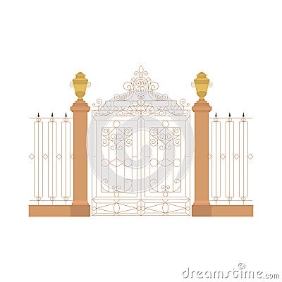 Medieval Gate Vintage Composition Vector Illustration