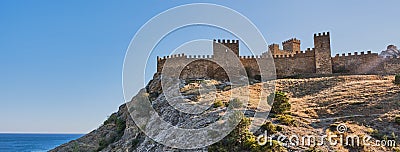 Medieval Genoese fortress in Sudak, Crimean peninsula Stock Photo