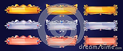 Medieval golden buttons, ui game menu elements Cartoon Illustration