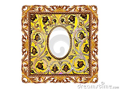 medieval golden frame with passepartout isolated on white Stock Photo