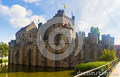 Medieval Gravensteen Castle in Ghent Stock Photo