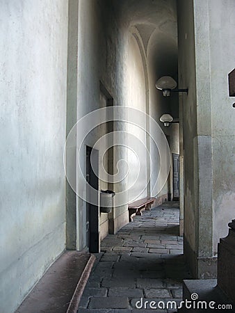 Medieval hallway Stock Photo