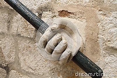 Medieval handrail in Dubrovnik palace Stock Photo