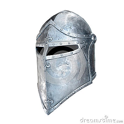 Medieval helmet knight steel metal 3d rendering Stock Photo