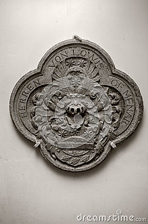 Medieval heraldic stone carving Stock Photo