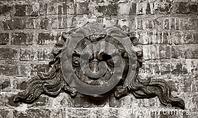 Medieval heraldic stone carving Stock Photo