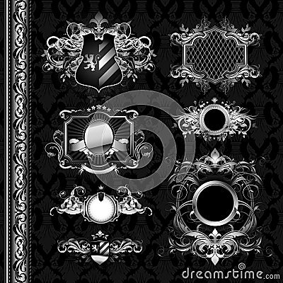 Medieval heraldry shields Vector Illustration