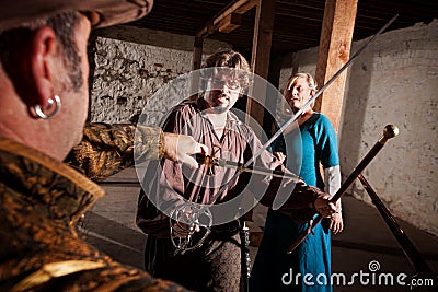 Medieval Hero Swordfighting Stock Photo