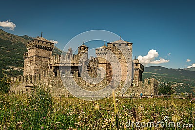 Medieval historical castle in the city of aosta Editorial Stock Photo