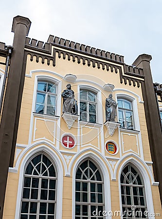 Medieval house exterior in Tallinn old town Stock Photo