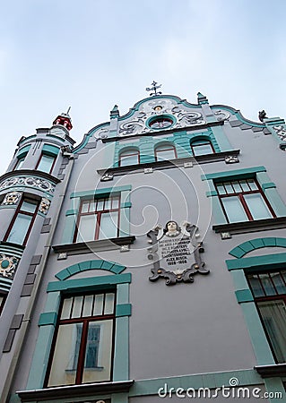 Medieval house exterior in Tallinn old town Stock Photo