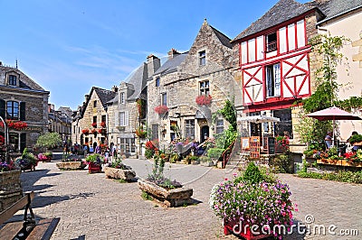 Medieval houses at Rochefort en Terre Brittany in north western France Editorial Stock Photo