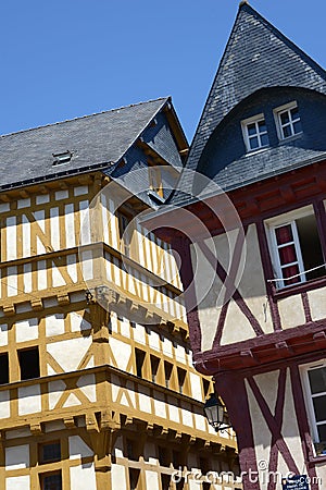 Medieval houses in a town in France Stock Photo
