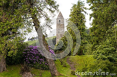 Medieval Irish tower ruins Stock Photo