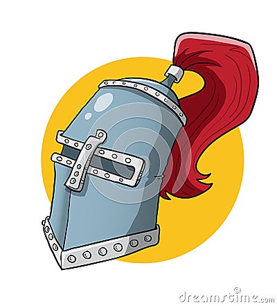 Medieval iron helmet for protecting knight Vector Illustration