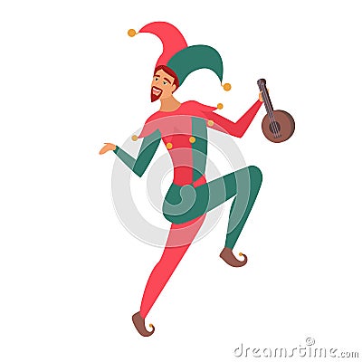 Medieval jester dancing Vector Illustration