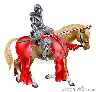 Medieval Joust Knight on Horse Vector Illustration