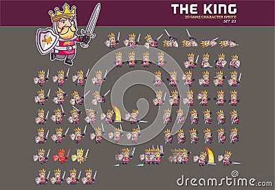 Medieval King Cartoon Game Character Animation Sprite Vector Illustration