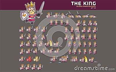 Medieval King Game Character Animation Sprite Vector Illustration