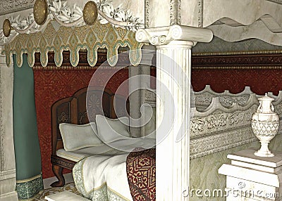 Medieval King`s Chamber 3D Render Background Stock Photo