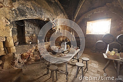 Medieval kitchen and dining room Editorial Stock Photo