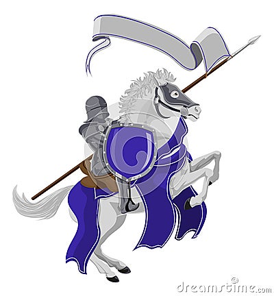 Medieval Joust Knight on Horse Vector Illustration