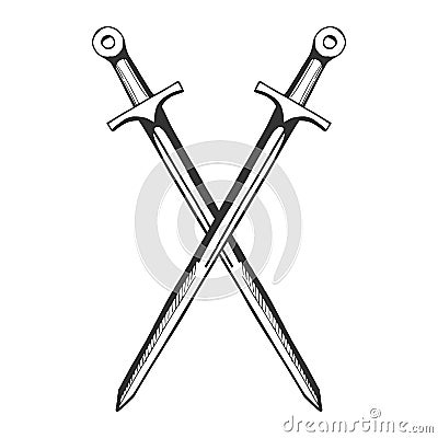 Medieval knight crossed swords Vector Illustration