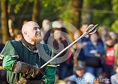 The staging of medieval sword fighting Editorial Stock Photo