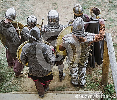 Medieval knights in battle Stock Photo