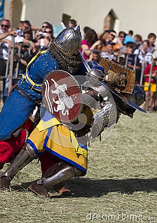 Medieval knights fight Stock Photo