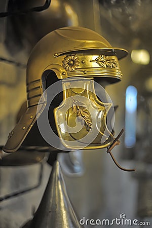 Medieval knights' helmets Stock Photo
