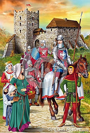 Medieval Knights Illustration Stock Photo