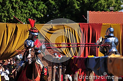 Medieval Knights. Jousting. Stock Photo