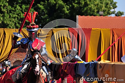 Medieval Knights. Jousting. Stock Photo